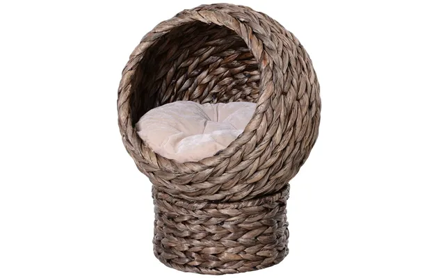 Wicker Cat House, Raised Cat Bed - Brown, 42 X 33 X 52cm. Comfortable, Stable & Durable