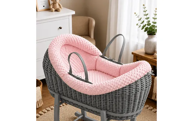 Wicker Pod Baby Deluxe Moses Basket-no Stand Included - Grey Dimple Pink