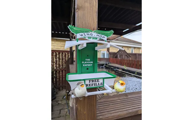 Wing Hop Bird Feeder 3d Printed Fly Thru Feeder Quirky Garden Decor Funny Bird Seed Feeder Unique Outdoor Gift