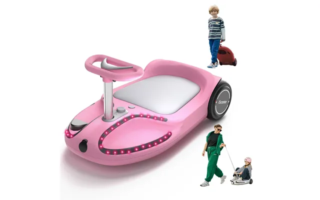 Iscooter Tc3 Electric Wiggle Car For Kids With Bluetooth And Pull Rope - Pink