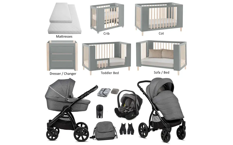 Noordi Fjordi 3in1 Travel System & Nursery Bundle - Dark Grey