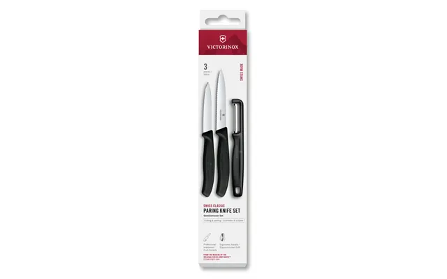 Victorinox Swiss Classic Paring Knife With L-peeler 3 Piece Set - Black