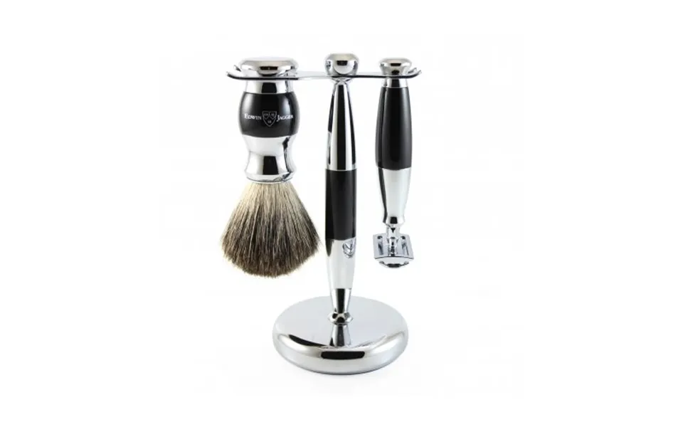 Edwin Jagger Double Edge De 3 Piece Shaving Set Black