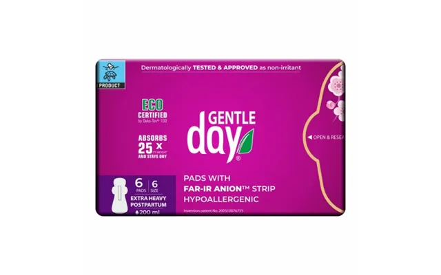 Gentle Day Extra Heavy Overnight Maternity Pads With Far-ir Anion Strip 6 Pcs