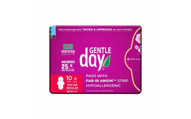 Gentle Day Organic Regular Flow Pads With Far-ir Anion Strip 10 Pcs