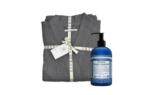 Klipshop Linen Tales Dark Grey Linen & Cotton Honeycomb Waffle Bathrobe Dr