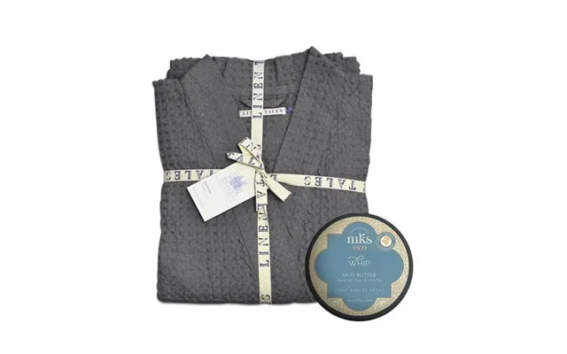 Klipshop Linen Tales Dark Grey Linen & Cotton Honeycomb Waffle Bathrobe Mks Eco Skin Butter S-m