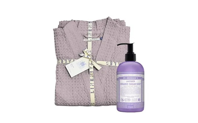 Klipshop Linen Tales Powder Linen & Cotton Honeycomb Waffle Bathrobe Dr