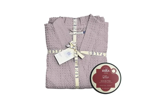 Klipshop Linen Tales Powder Linen & Cotton Honeycomb Waffle Bathrobe Mks Eco Skin Butter S-m