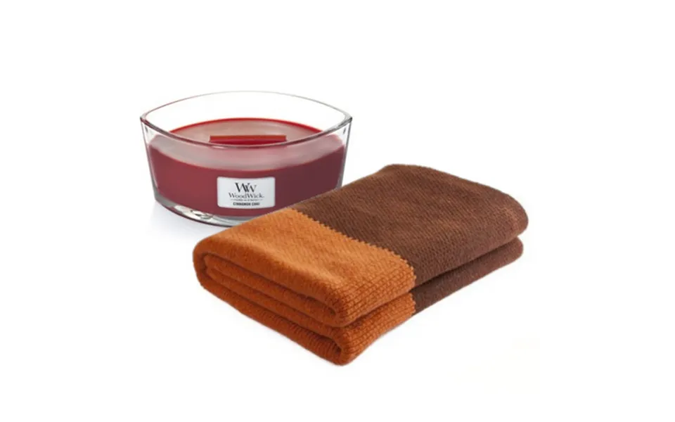 Klipshop Natural Style Blanket And Woodwick Candle Set In A Gift Box Cinnamon Chai