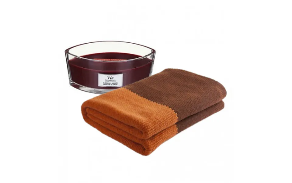 Klipshop Natural Style Blanket And Woodwick Candle Set In A Gift Box Elderberry Bourbon
