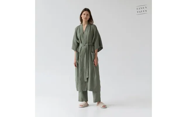 Linen Tales Four Leaf Clover Linen Summer Bathrobe S-m