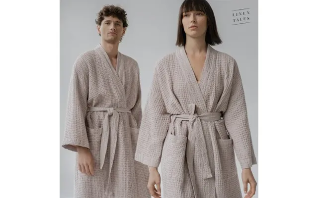 Linen Tales Powder Linen & Cotton Honeycomb Waffle Bathrobe L-xl