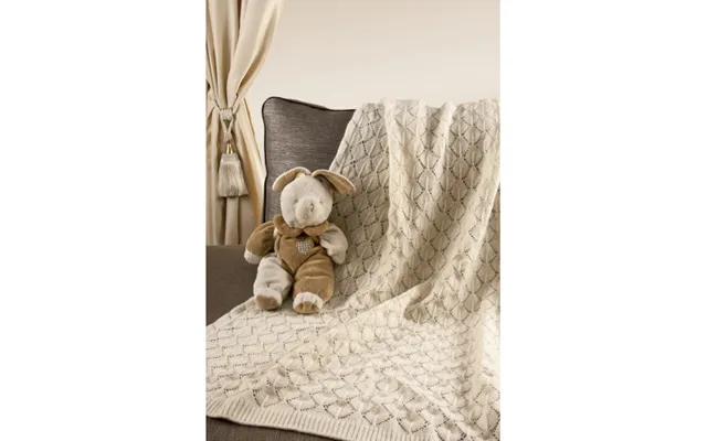 Nord Snow Leaves Style Merino Wool Blanket For Baby Ecru White