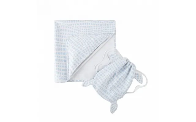 Norwex Kids Hooded Beach Towel With Drawstring Bag White With Blue Squares