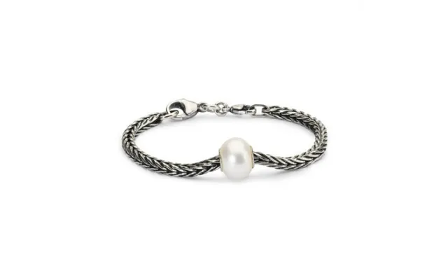 Trollbeads White Pearl Sterling Silver Bracelet With Basic Lock 19cm