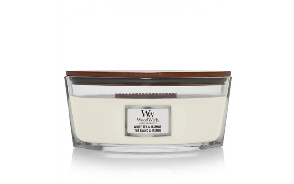 Woodwick White Tea & Jasmine Candle Heartwick