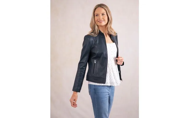 Anthorn Leather Jacket In Navy