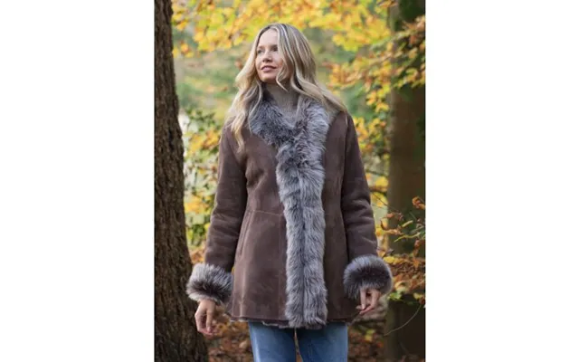 Bleaberry Toscana Shearling Mid Length Coat In Taupe
