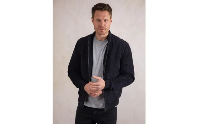 Dalston Suede Bomber Jacket In Navy