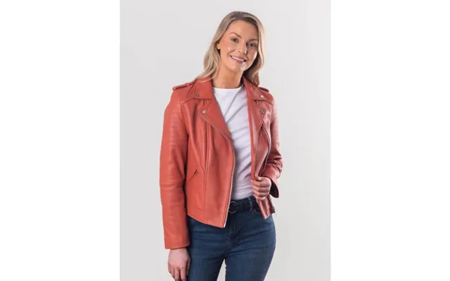 Esthwaite Classic Leather Biker Jacket In Orange