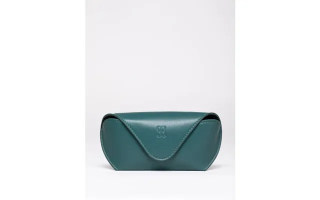 Flapover Leather Glasses Case In Teal