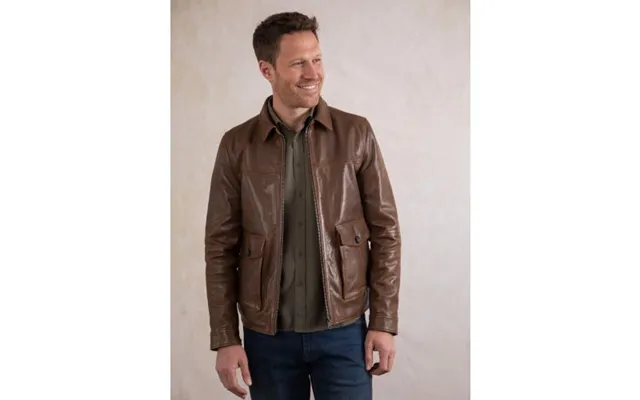 Hesket Leather Jacket In Coconut Brown