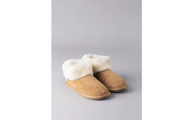 Ladies' Sheepskin Bootie Slippers In Tan