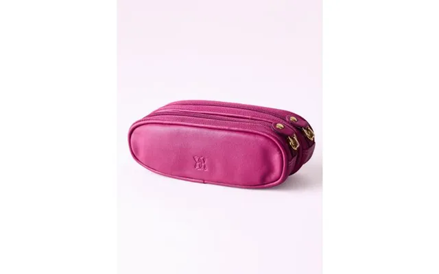 Leather Double Glasses Case In Bold Cranberry Pink