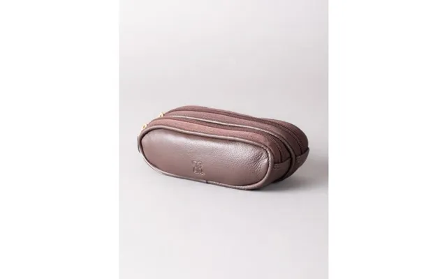 Leather Double Glasses Case In Brown