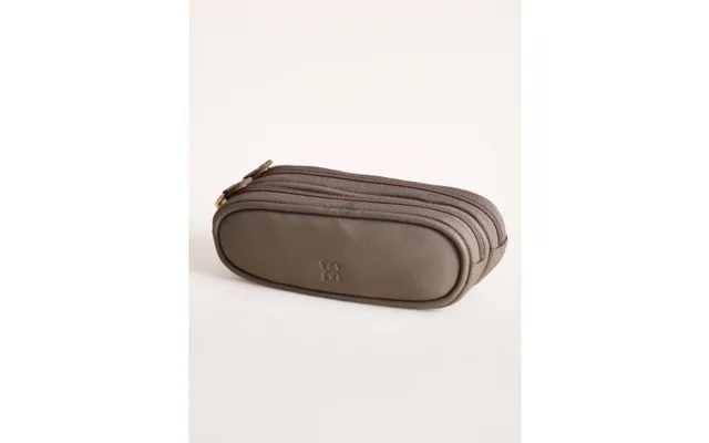 Leather Double Glasses Case In Grey