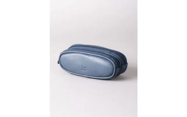 Leather Double Glasses Case In Navy