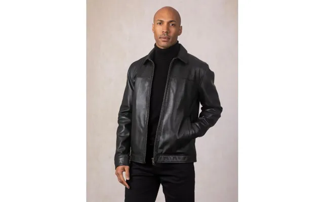 Renwick Collared Leather Jacket In Black