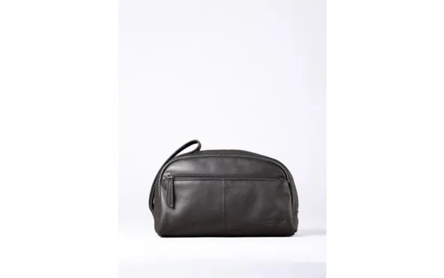 Silloth Leather Washbag In Black