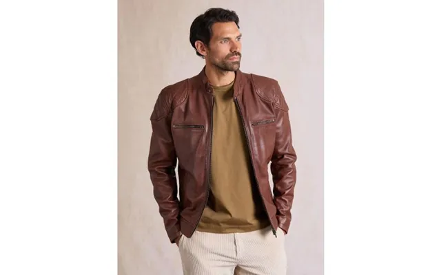 Stonecroft Leather Jacket In Dark Tan