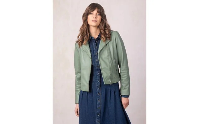 Thornhill Leather Biker Jacket In Green