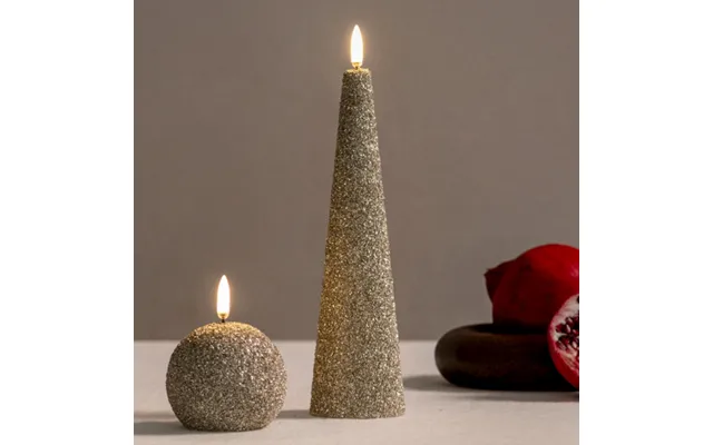 Cone Led Candle, Cream, Height 22 Cm, Glitter - Uyuni Lighting