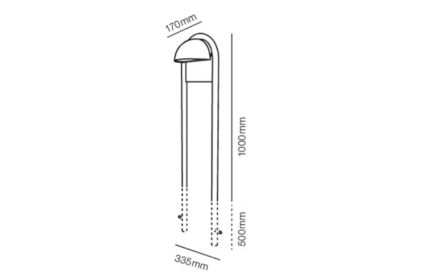 Light-point - Rørhat Stander 1000mm Raw Copper