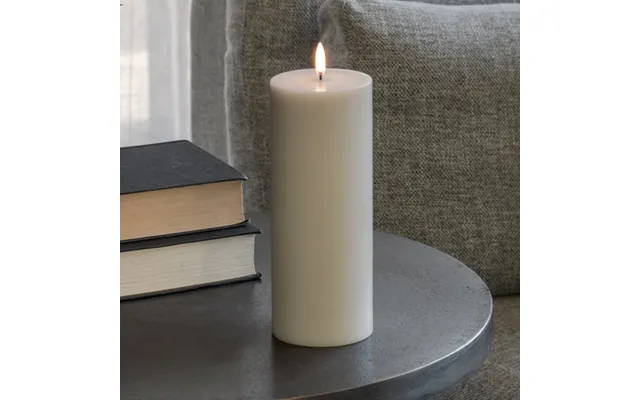 Pillar Led Candle, Light Grey Height 20 Cm Wax - Uyuni Lighting