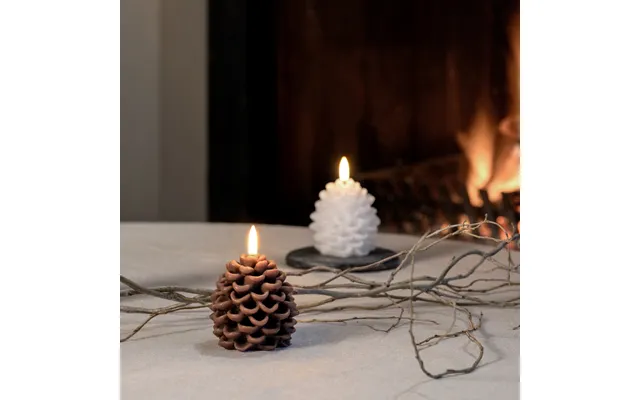 Pine Cone Led Candle, White, Ø 7 Cm, Wax - Uyuni Lighting