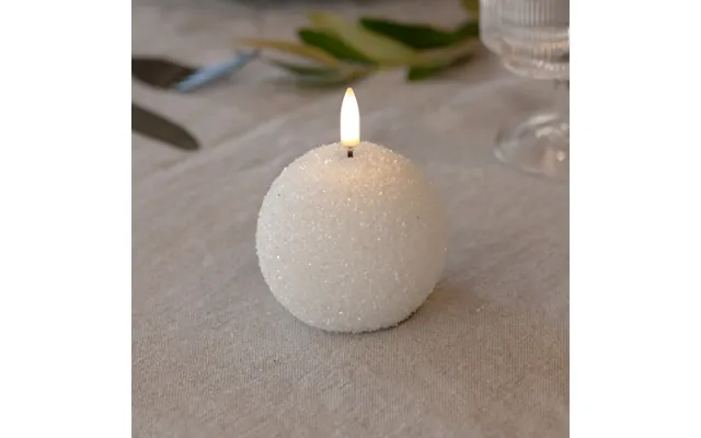 Round Led Candle, White, Ø 7 Cm, Glitter - Uyuni Lighting
