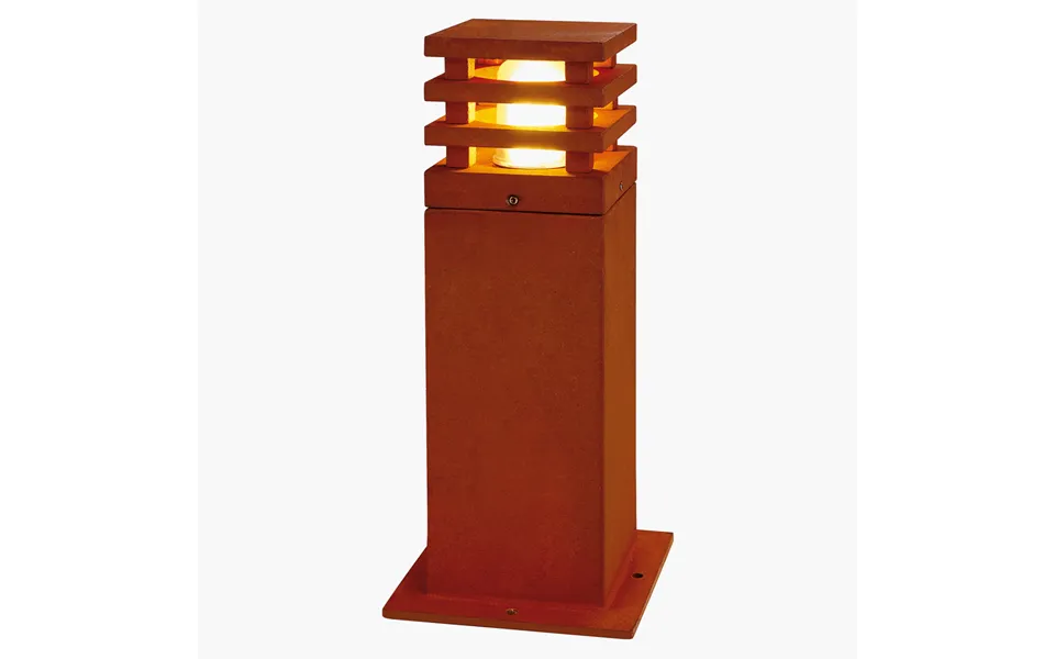 Rusty Square 40 Pillar Light Garden Corten Steel Slv - Rustic