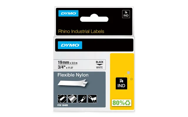 Dymo Rhino Industrial Flexible Nylon Labels 19 Mm X 3.5 M Black Pr