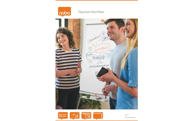 Nobo Flipchart Pad Plain 650x955mm 20 Sheets