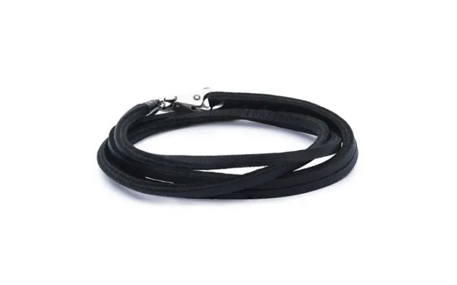 Trollbeads Leather Bracelet Black With Sterling Silver Plain Lock 41 Cm