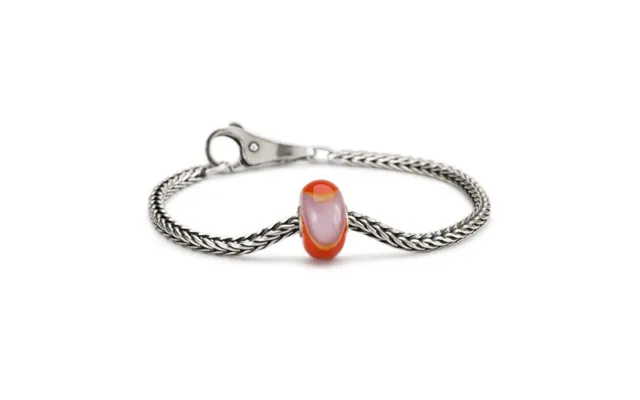 Trollbeads Red And Lavender Armadillo Sterling Silver Bracelet With Plain Lock 18cm