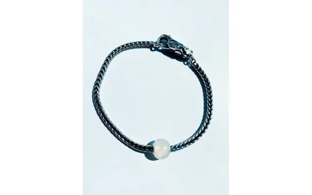 Trollbeads Round White Moonstone Sterling Silver Bracelet With Soft Wind Of Change Lock 20cm