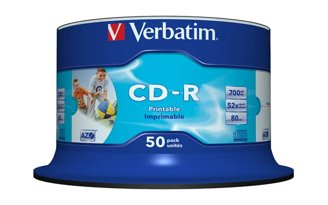 Verbatim Cd-r Azo Wide Inkjet Printable No Id 700 Mb 52x 50 Pc S