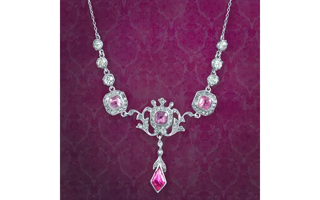 Antique Edwardian Pink Paste Necklace Silver