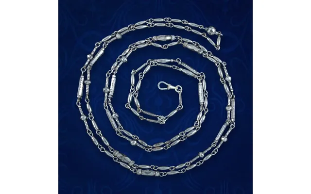 Antique Georgian Cut Steel Guard Chain 61 Inch